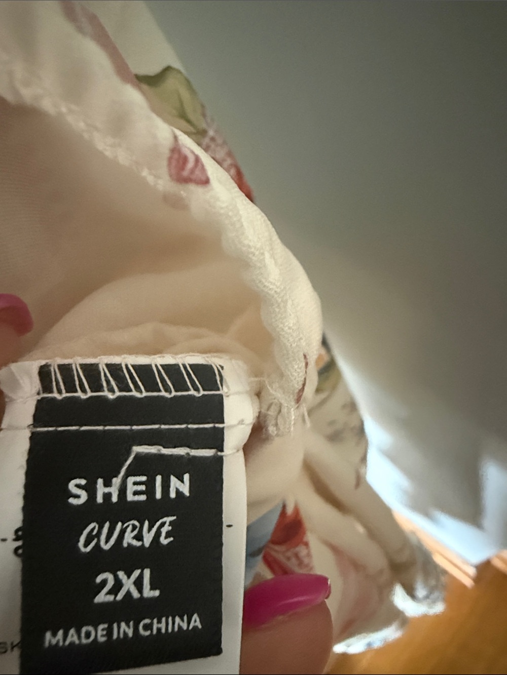 Shein Floral Asymmetrical Camisole Top - Cream with Blue & Coral Flowers - Picture 3 of 3